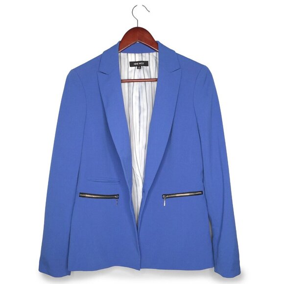 Nine West Blue Blazer Jacket Office Workwear Business Single Breasted Lined Sz 8 - Picture 10 of 10